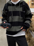 Foesce Striped Sweater Men's Autumn Korean Fashion Loose Trend Hooded Pullover Striped Long Sleeve Casual Male Tops