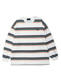 Apricot Stripe T Shirt  American Street Sweatshirt Men's High Street Vintage Hiphop Striped Long-sleeved T-shirt Oversize Tops