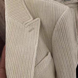 Corduroy Double Breasted Retro Blazer Hombre Casual  Coat Slim Long Sleeve Gentleman Suit Blazers Chaquetas Hombre De Vestir