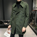 Autumn Winter Men's Jackets Double Breasted Medium-Long Trench Coat Male Solid Color Coats Fashion Windbreaker Outwears