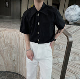 Men's Summer Casual Short-Sleeved Shirts/Male Loose and Trend Camisa Masculina Fashion Houndstooth Shirts Clothing Homme