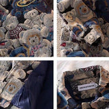 Foesce Autumn and Winter Fashion Casual Cute Bear Print Lapel Jacket for Men and Women Single-breasted Jacket New Women Clothing