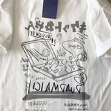 Foesce Women T-Shirts Cartoon Couple Print Short-sleeved T-shirt Female Harajuku with Style Couple Loose Streetwear y2k Clothes Tops