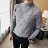New Men's Cashmere Sweater Half Turtleneck Men Sweaters Knit Pullovers For male Youth Slim Knitwear Man Sweater S-4XL