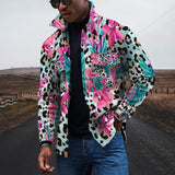 Vintage Leopard Jackets Men Spring Loose Long Sleeve Button-down Turn-down Collar Casual Coats Mens Fall Fashion Outerwear