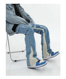 Foesce New Jeans High Street Do Old Brush Paint Hand-painted Stitching Jeans Men And Women Vibe Wind Straight Loose Micro Flared Pants