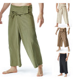 Foesce New Summer Daily Thai Fisherman Linen Pants Men's Women's Loose Yoga Pirate Harem Pants Baggy Hosen Homewear Quick-Dry Trousers