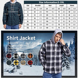 Men's Flannel Shirts Jacket Fleece Lined Plaid Coat Button Up Shirt Hoodie Winter Outwear