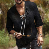 Mens Vintage  T-shirt Summer Top Casual Blouses Shirts Half Sleeve Cotton Linen Shirts Men Loose Baggy Shirt Silk Chemise Homme