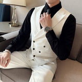 Brand Clothing Men Spring High Quality Double Breasted Blazers Vest/Male Slim Fit Casual Suit Vest Sizing Up S-4XL