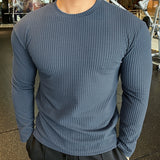 Men Fashion body-building Long Sleeve T-shirts O-Neck Solid Casual Spring Autumn Tees Men Shirt Loose Tops Streetwear Tee shirt