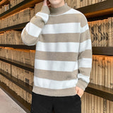 Foesce New Autumn Winter Thick Warm Fashion Striped Korean Sweater Men Trend Brand Pullovers Sweatshirt High Quality Knitwear Male