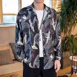 Long Sleeve Shirt Men Women Goth Spring Autumn Korean Harajuku BF Grunge Retro Dark Hip-Hop Couple Shirt Lightning Tactical Top