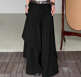 Men Wide Leg Pants Solid Loose Button Joggers Oversize Irregular Trousers Men Streetwear Fashion Skirts Pants S-5XL