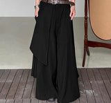 Men Wide Leg Pants Solid Loose Button Joggers Oversize Irregular Trousers Men Streetwear Fashion Skirts Pants S-5XL
