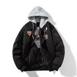Winter Pilot Jackets Men Military Bomber Jacket Badge Embriodery Basketball Coat Hooded Parkas Male Fashion Autumn Black Brown