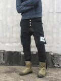 High Street Personality Spliced Men's Drawstring White Duck Down Pants Winter Autumn New Tide Thickened Trousers