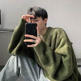 Foesce New Solid Color Knitted Sweaters Men Hip Hop Harajuku O-Neck Jumpers Autumn Winter Oversize Casual Cotton Loose Pullover Couples