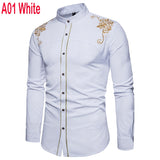 Embroidery Shirt Men Brand New Long Sleeve Mens Dress Shirts Casual Slim Fit Button Down Chemise Homme Camisetas Hombre
