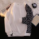 Stitching Sweatshirts Men's Print Round Neck Long-sleeved T-shirts Spring Autumn New Loose Casual Pullovers Hoodie Male