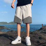Casual Shorts Men Summer Breathable Light Fashion Loose Stitching Straight Leg Pants Simple Drawstring Loose Sweatpants Shorts