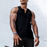 Men Casual Breathable Slim Sports Shirt Fashion Pullover Vest Summer Sleeveless Sports T-Shirts Men's Solid Color Vest Tops