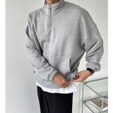 Y2k Clothes Autumn Lapel Man Sweatshirts Oversize High Street Solid Color Long Sleeve Casual Loose Harajuku Pullover Tracksuits