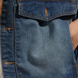 Foesce New autumn denim jacket men's loose tooling jacket sand washing old nostalgic blue lapel denim jacket