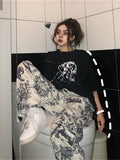 Cool Gothic Pants Women Casual Joggers High Waist Loose Female Hip Hop Trousers Korean Punk Pants Funny Capri Streetwear Femme