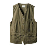 Men's Vests Casual Pockets Sleeveless V Neck Korean Style Loose Spring Autumn Waistcoat Fishing Waistcoats Clothing chalecos