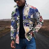 Vintage Leopard Jackets Men Spring Loose Long Sleeve Button-down Turn-down Collar Casual Coats Mens Fall Fashion Outerwear
