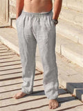 Men's Cotton Linen Pants Male Autumn New Breathable Solid Color Linen Trousers