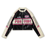 Dark Icon Embroidery Patchwork Motorcycle Jackets for Women Autumn Street Fashion Girl's Jacket
