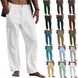 Foesce New Men's Casual Cotton Linen Pants Male Summer Large Size Breathable Solid Color Trousers Sports Fitness Streetwear S-5XL