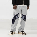 Straight Printed Dog Head Casual Pants Men Loose Skateboard Trousers Fashion Trend Man Sports Hip Hop Solid Streetwear