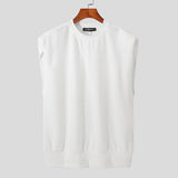 Fashion Men Tank Tops Solid Color O-neck Sleeveless Korean Streetwear Vests Summer Loose Casual Men Clothing 5XL 7