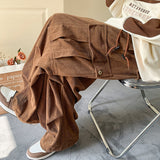Autumn Winter Corduroy Pants Men Fashion Oversize Pocket Cargo Pants Men Streetwear Hip Hop Loose Straight Pants Mens Trousers