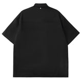 Summer Oversize Zip Up Shirt Men Baggy Blouse Fashion Harajuku High Street Rivet Short Sleeved Tops Clothing Male Plus Size 3XL