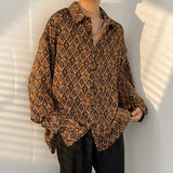 Fashion Printed Lapel Button Casual Shirt Men's Clothing Autumn New Loose Korean Tops Long Sleeve All-match Blouse