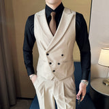 Brand Clothing Men Spring High Quality Double Breasted Blazers Vest/Male Slim Fit Casual Suit Vest Sizing Up S-4XL