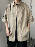 Foesce Military Cargo Shirts Mens Cotton Casual Hansome Short Sleeve Work Streetwear Muti Pocket Summer Safari Style Solid Blouses