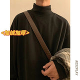 Winter Plush Thicken T Shirt Men Warm Fashion Casual Stand Collar Tshirt Mens Korean Loose Thick Long Sleeve T-shirt Men Tops