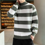 Foesce New Autumn Winter Thick Warm Fashion Striped Korean Sweater Men Trend Brand Pullovers Sweatshirt High Quality Knitwear Male