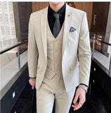 Foesce Blazers Jacket Pants 2 Pcs Set  Fashion New Men's Casual Boutique Business Wedding and Groom Suits Coat Trousers
