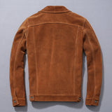 Cheap Suede leather jacket.Classic casual style men cowhide coat.slim genuine leather cloth