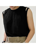 Tops Korean Style New Men Personalized Hollow Waistcoat Casual Streetwear Male Solid Simple Sleeveless Vests S-5XL