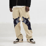 Straight Printed Dog Head Casual Pants Men Loose Skateboard Trousers Fashion Trend Man Sports Hip Hop Solid Streetwear