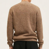 Mens Classic V-Neck Cardigan Sweater Long Sleeve Button Down Brown Overcoat