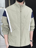 Spring New Patchwork Jacket Men Fashion Streetwear Casual Coat Green Black Stand Collar Harajuku Windbreaker Outwear
