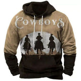 Vintage Men's Hoodies Winter Clothing Loose Casual American Western Cowboy Costume Streetwear Oversized Hoodie Man's Sweatshirt